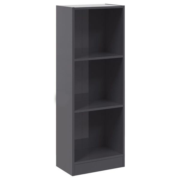 vidaXL B&uuml;cherregal 3 F&auml;cher Hochglanz-Grau 40x24x109 cm Holzwerkstoff