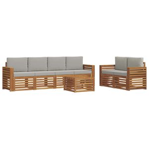 vidaXL Outdoor-Sofagarnitur 7 stk. Natur und Hellgrau