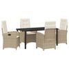 vidaXL Garten Essgruppe mit Kissen 5 pcs Beige Poly-Rattan