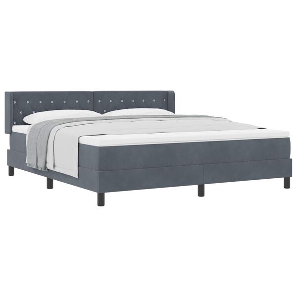 vidaXL Boxspringbett mit Matratze Dunkelgrau 200 x 180 cm Samt