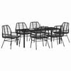 vidaXL Garten Essgruppe 7 pcs Schwarz Poly-Rattan