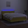 vidaXL Boxspringbett mit Matratze & LED Gr&uuml;n 140x200 cm Stoff