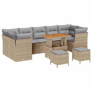 vidaXL Gartensofa-set 10 pcs Beige Poly-Rattan