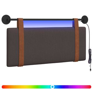 vidaXL H&auml;ngendes Kopfteil Mit LED Licht Dunkelbraun Antikes PU