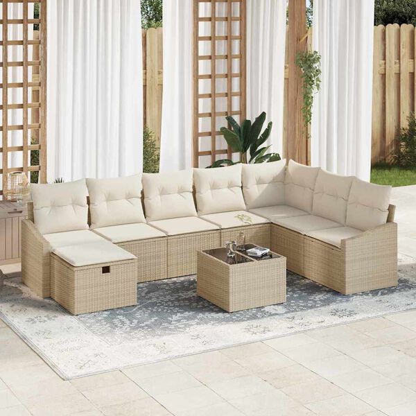 vidaXL Garten-Sofa-Set 9 pcs Beige 55 x 62 x 69 cm Poly Rattan