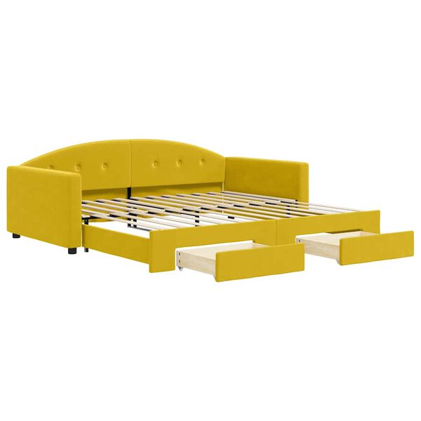vidaXL Tagesbett Ausziehbar mit Schubladen Gelb 100x200 cm Samt