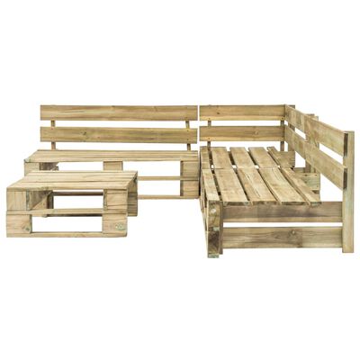 vidaXL 4-tlg. Outdoor-Lounge-Set Paletten mit Kissen in Grau Holz