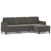 vidaXL 3-Sitzer-Sofa mit Hocker Dunkelgrau 210 cm Samt