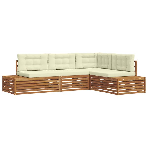vidaXL Outdoor-Sofagarnitur mit Kissen 4 St&uuml;ck Natur und Creme