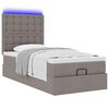 vidaXL Ottoman-Bett mit Matratze & LEDs Taupe 100x200 cm Stoff