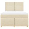 vidaXL Boxspringbett mit Matratze Creme 140x190 cm Stoff