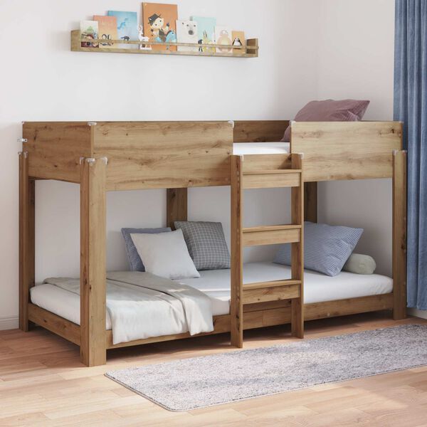 vidaXL Etagenbett f&uuml;r Kinder Artisan-Eiche 90 x 200 cm Holzwerkstoff