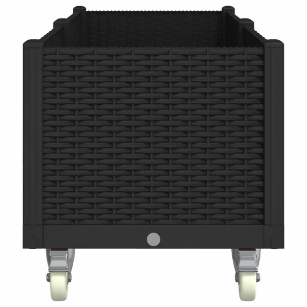 vidaXL Pflanzkasten mit Rollen Schwarz 160x50x54 cm PP