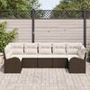 vidaXL Gartensofa-set mit Kissen 7 pcs Braun Poly Rattan