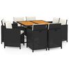 vidaXL 9-tlg. Garten-Essgruppe mit Kissen Poly Rattan Schwarz