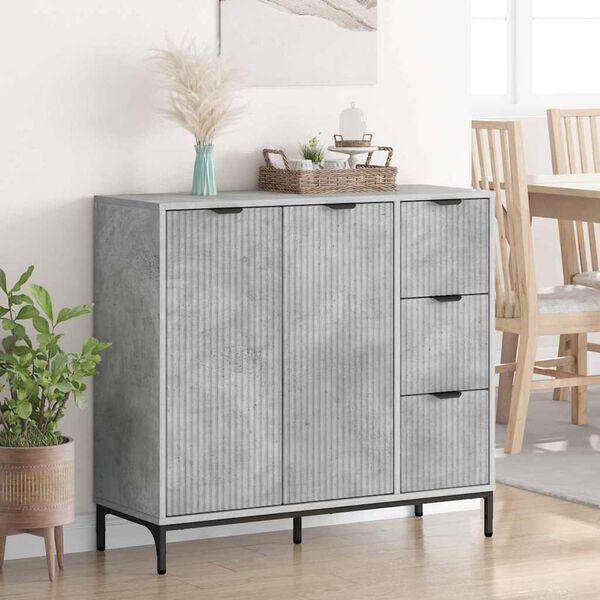 vidaXL Sideboard Beton Grau 89,5 x 33 x 82 cm Holzwerkstoff