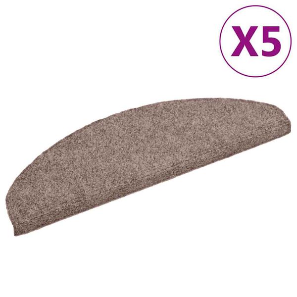 vidaXL Stufenmatten Selbstklebend 5 Stk. 65x21x4 cm Hellbraun Halbrund Gro&szlig;