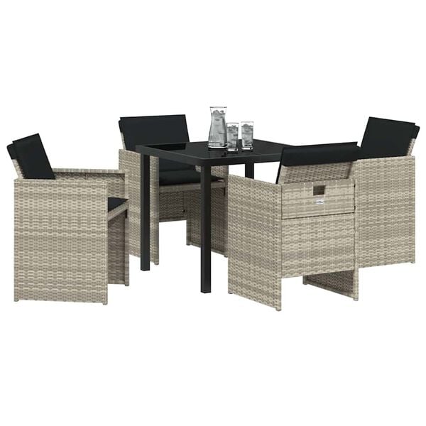 vidaXL Garten Essgruppe 5 pcs Hellgrau Poly-Rattan