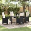 vidaXL Garten Essgruppe mit Kissen 5 pcs Schwarz Poly Rattan