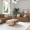 vidaXL Sofa 3 pcs Braun Leinenmischgewebe
