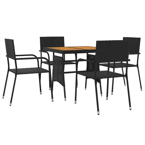 vidaXL 5-tlg. Garten-Essgruppe Poly Rattan Schwarz