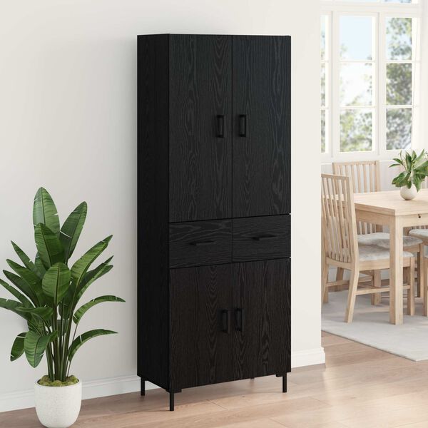vidaXL Highboard Schwarz Eichen-Optik 69,5 x 34 x 180 cm Holzwerkstoff