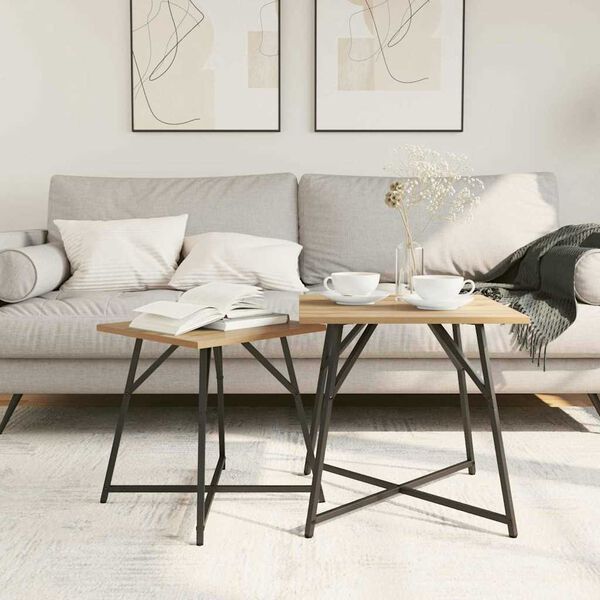 vidaXL Beistelltisch-Set 2 pcs Artisan Eiche und Schwarz