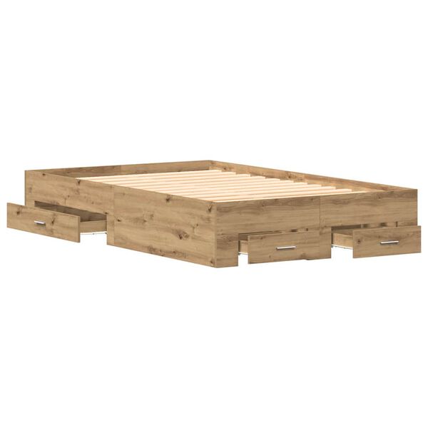 vidaXL Bettrahmen Artisan-Eiche 120 x 190 cm Holzwerkstoff