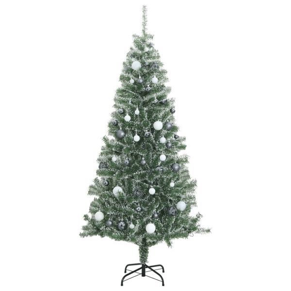 vidaXL K&uuml;nstlicher Weihnachtsbaum 300 LEDs & Kugeln Beschneit 240 cm