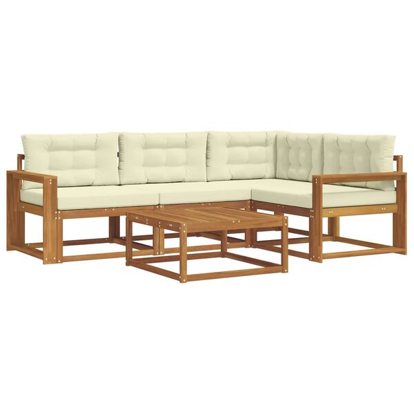 vidaXL Outdoor-Sofagarnitur mit Kissen 5 pcs Natur und Creme