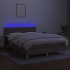 vidaXL Boxspringbett mit Matratze & LED Taupe 140x190 cm Stoff