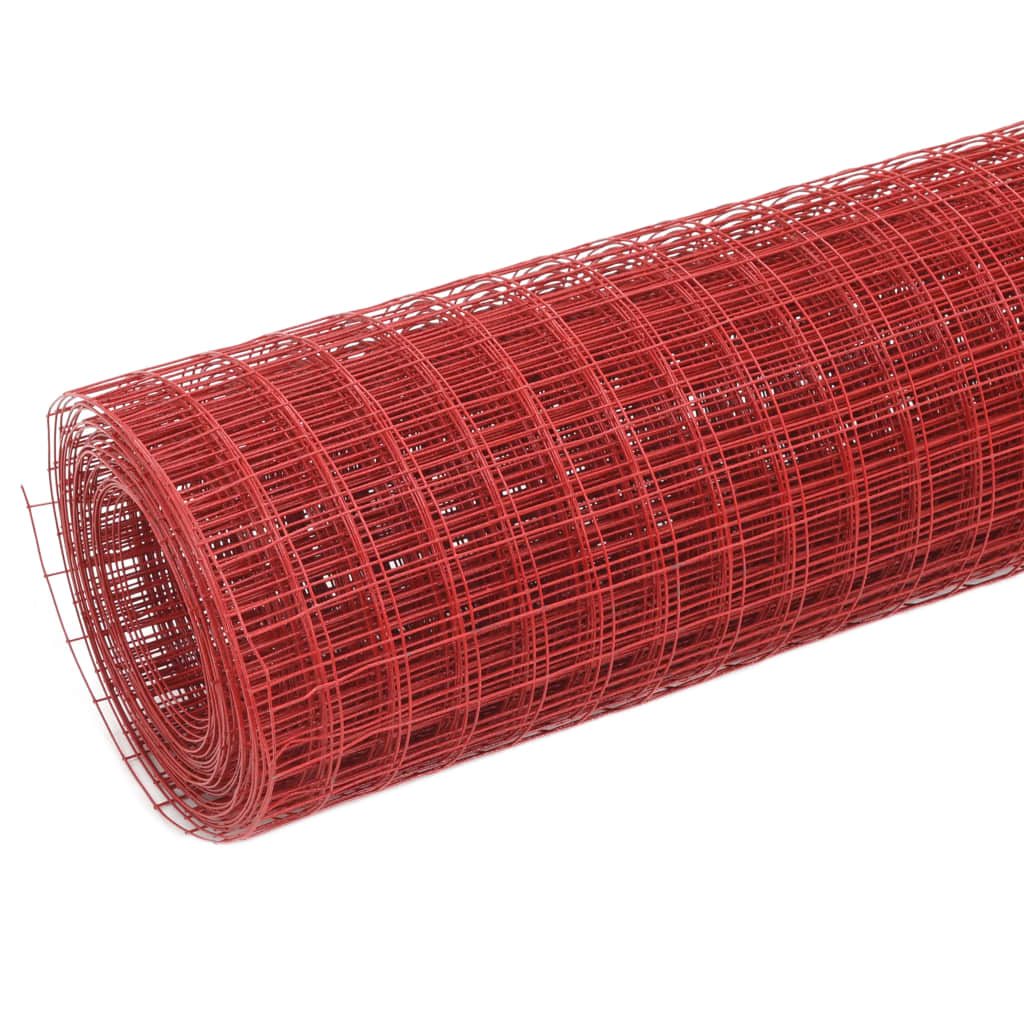 vidaXL Drahtzaun Stahl mit PVC-Beschichtung 10x1 m Rot