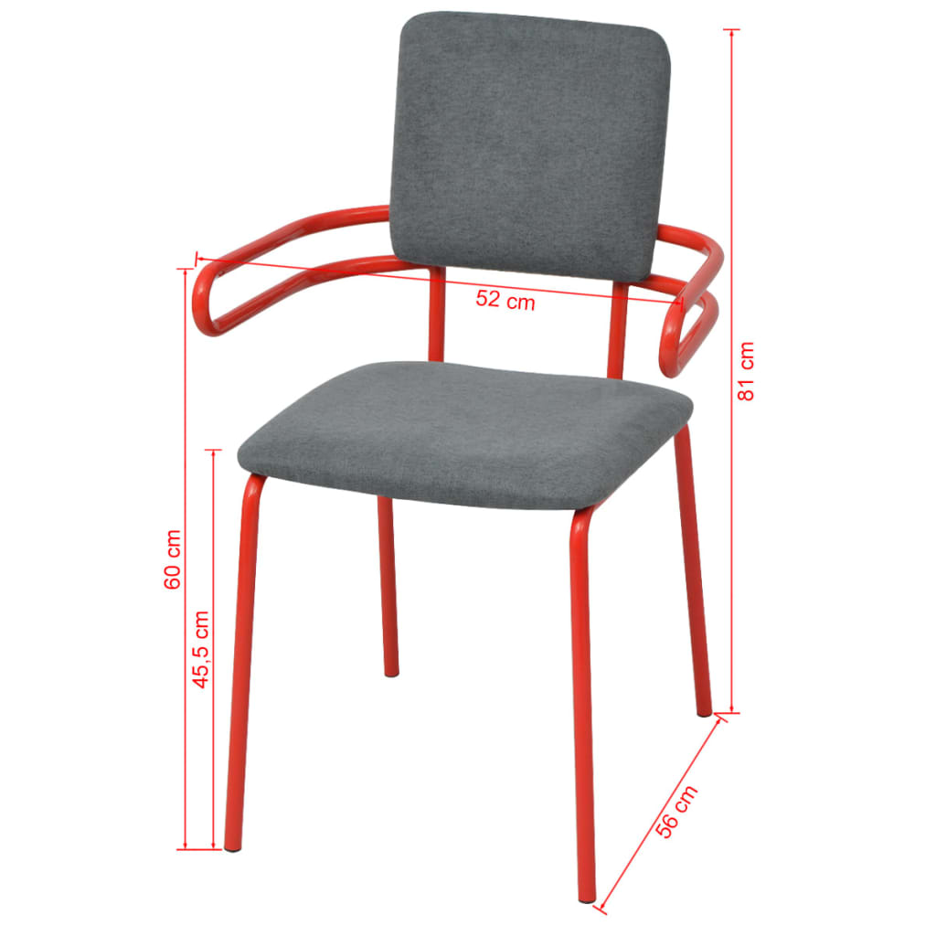 vidaXL Esszimmerstühle 2 Stk. Rot und Grau Stoff