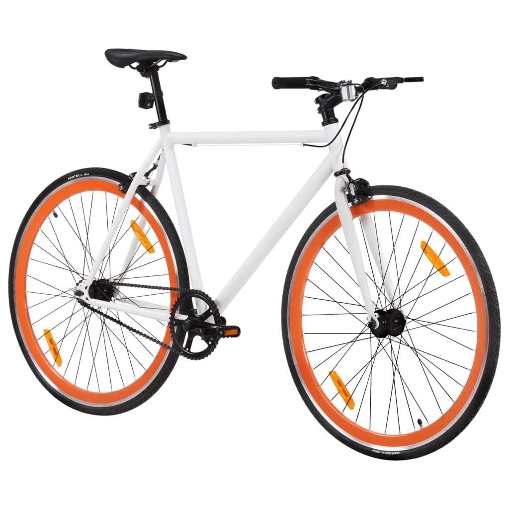 vidaXL Fahrrad mit Festem Gang Weiß und Orange 700c 55 cm