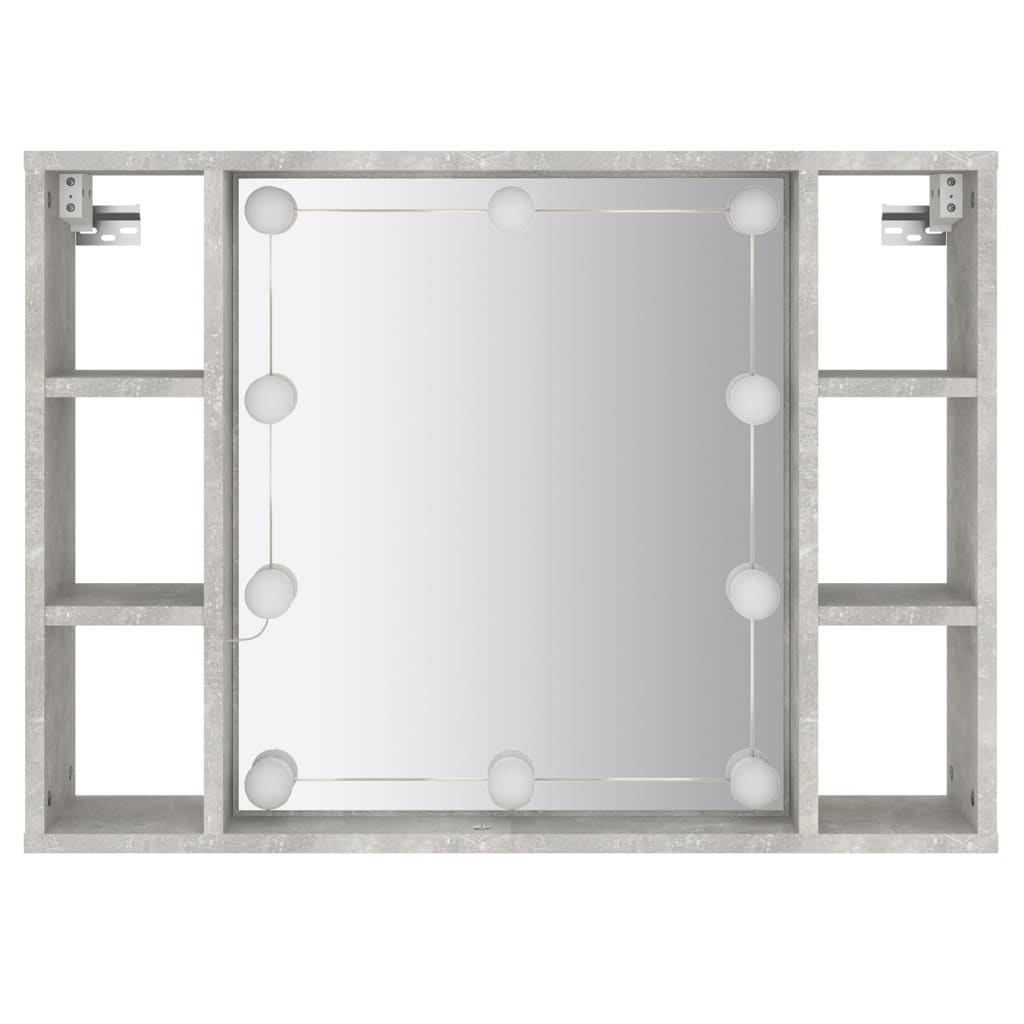 vidaXL Spiegelschrank mit LED Betongrau 76x15x55 cm