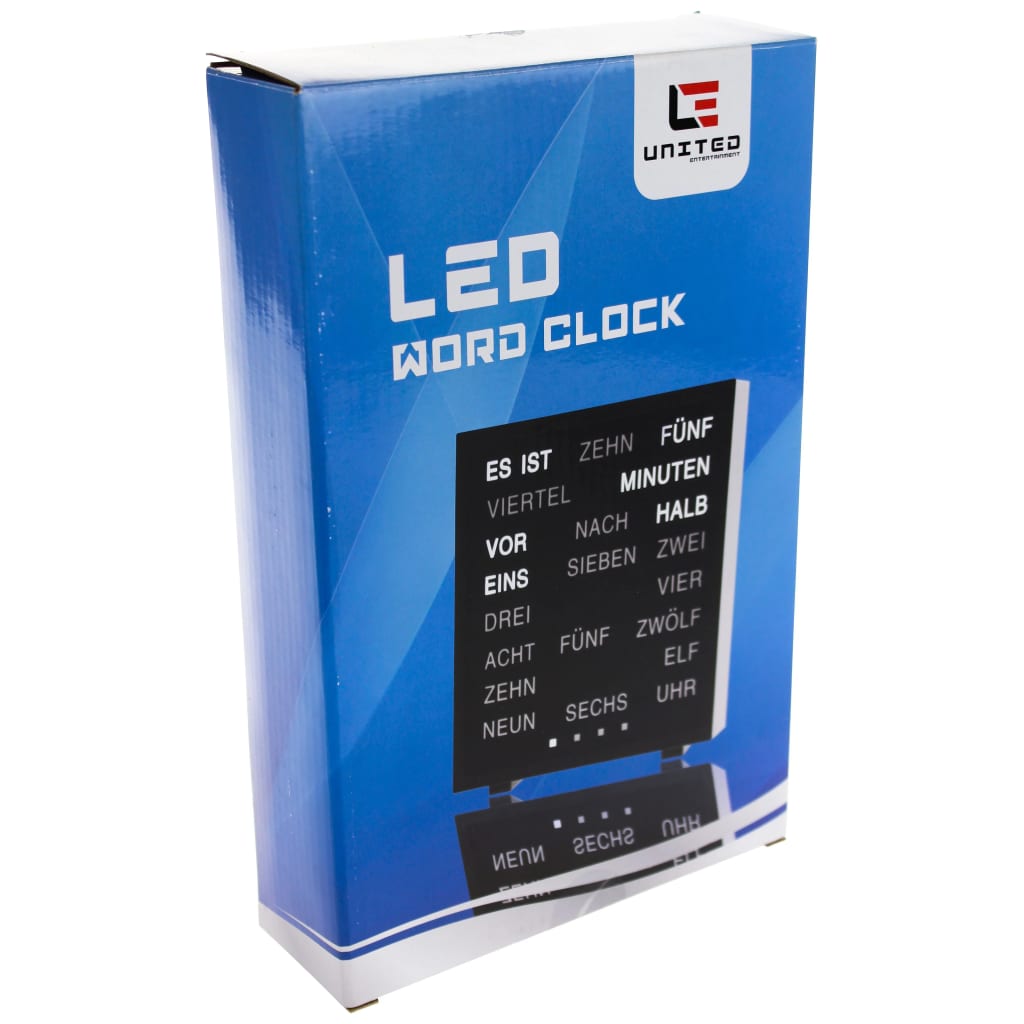 Wortuhr weiße LED-Uhr, braune Rahmenuhr, Schreibtisch oder Wanduhr,  Eichenimitat - .de