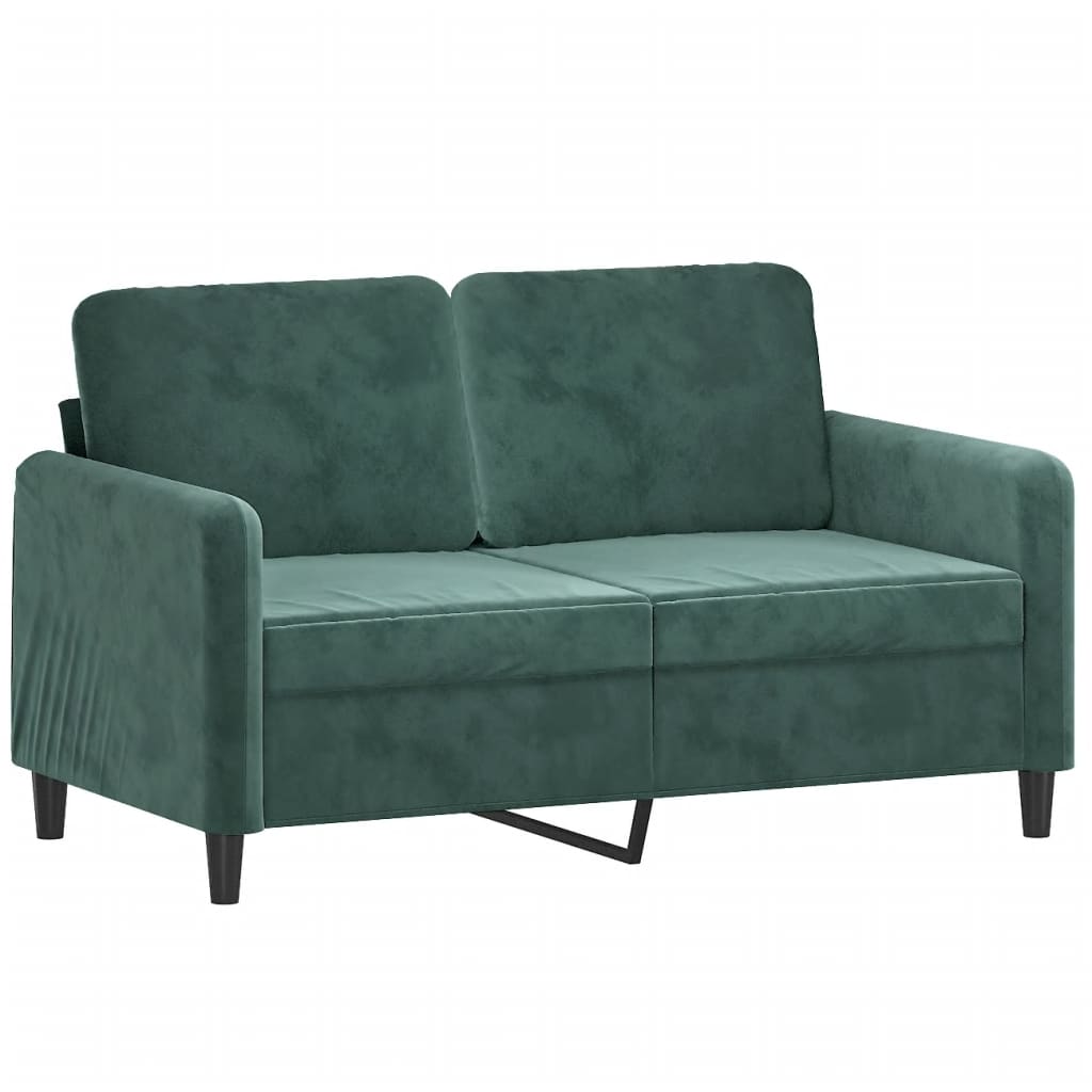 vidaXL 2-Sitzer-Sofa mit Zierkissen Dunkelgrün 120 cm Samt
