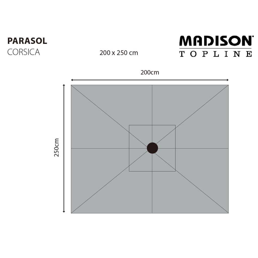 Madison Sonnenschirm Corsica 200x250 cm Grau