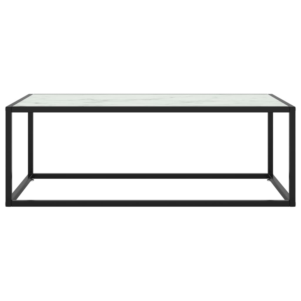 vidaXL Couchtisch Schwarz mit Weißem Glas in Marmor-Optik 100x50x35 cm