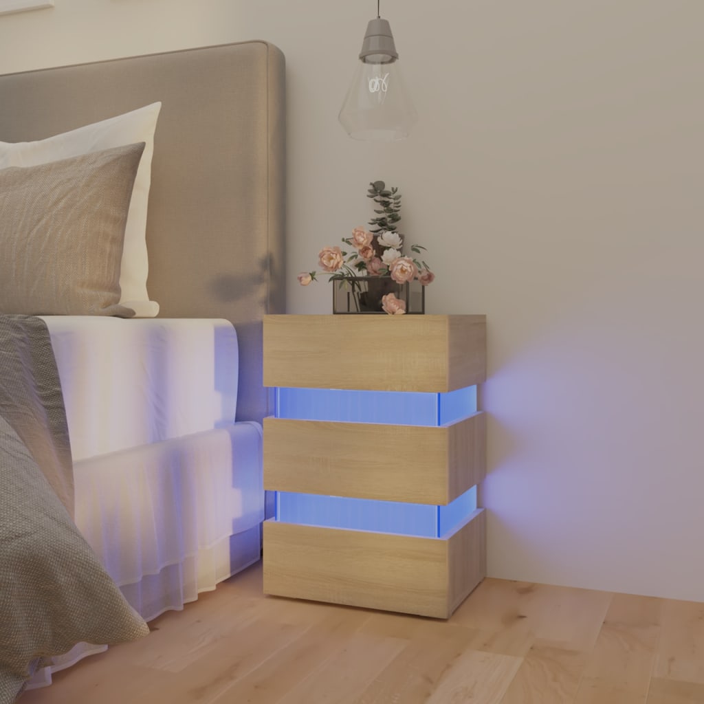 vidaXL LED-Nachttisch Sonoma-Eiche 45x35x67 cm Holzwerkstoff