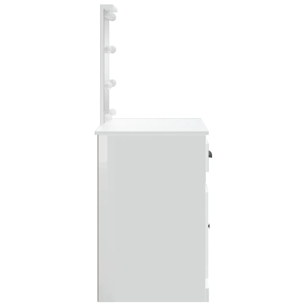 vidaXL Schminktisch mit LED-Leuchten Hochglanz-Weiß 90x42x132,5 cm