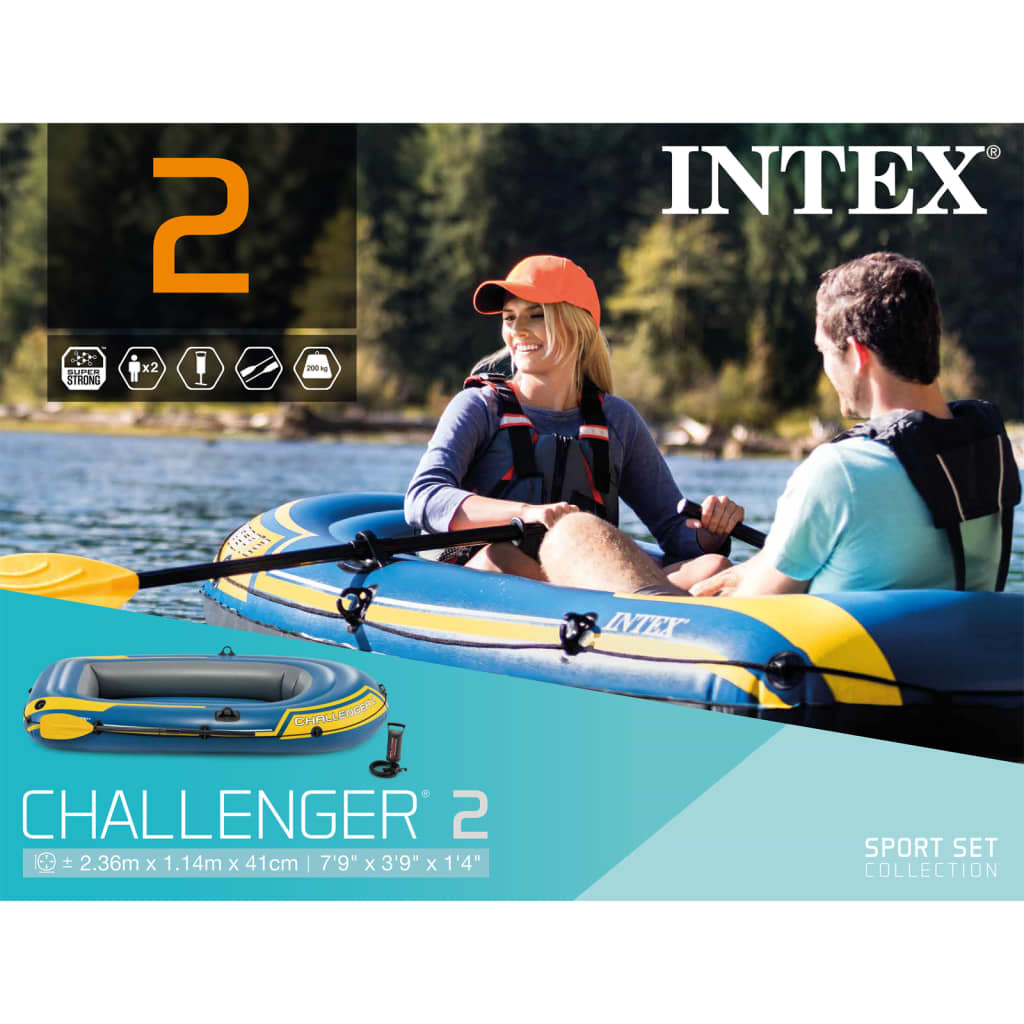 Intex Schlauchboot mit Rudern und Pumpe Challenger 2 68367NP