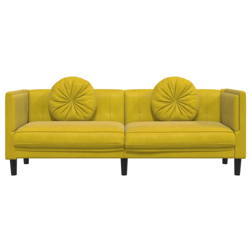 vidaXL Sofa mit Kissen 3-Sitzer Gelb Samt