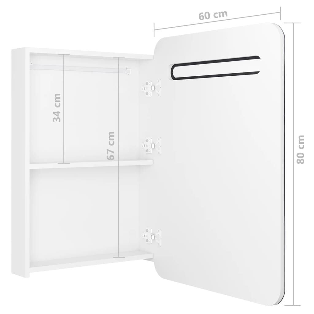 vidaXL LED-Spiegelschrank fürs Bad Glänzend Weiß 60x11x80 cm