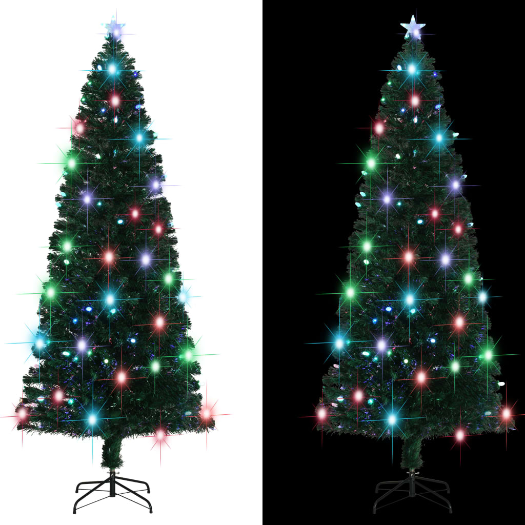 vidaXL Weihnachtsbaum mit Beleuchtung und Ständer 240 cm Glasfaser