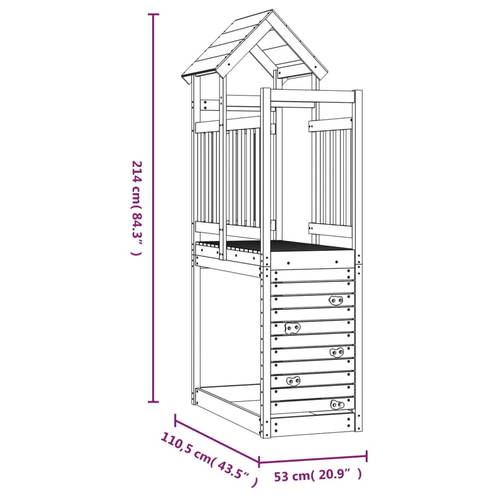vidaXL Spielturm mit Kletterwand 53x110,5x214 cm Holz Imprägniert