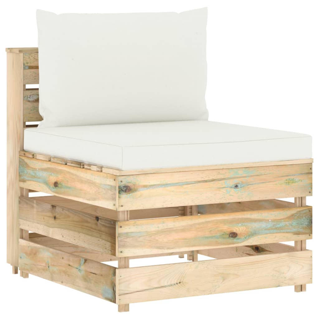 vidaXL 3-Sitzer Outdoor-Sofa mit Kissen Grün Imprägniertes Holz
