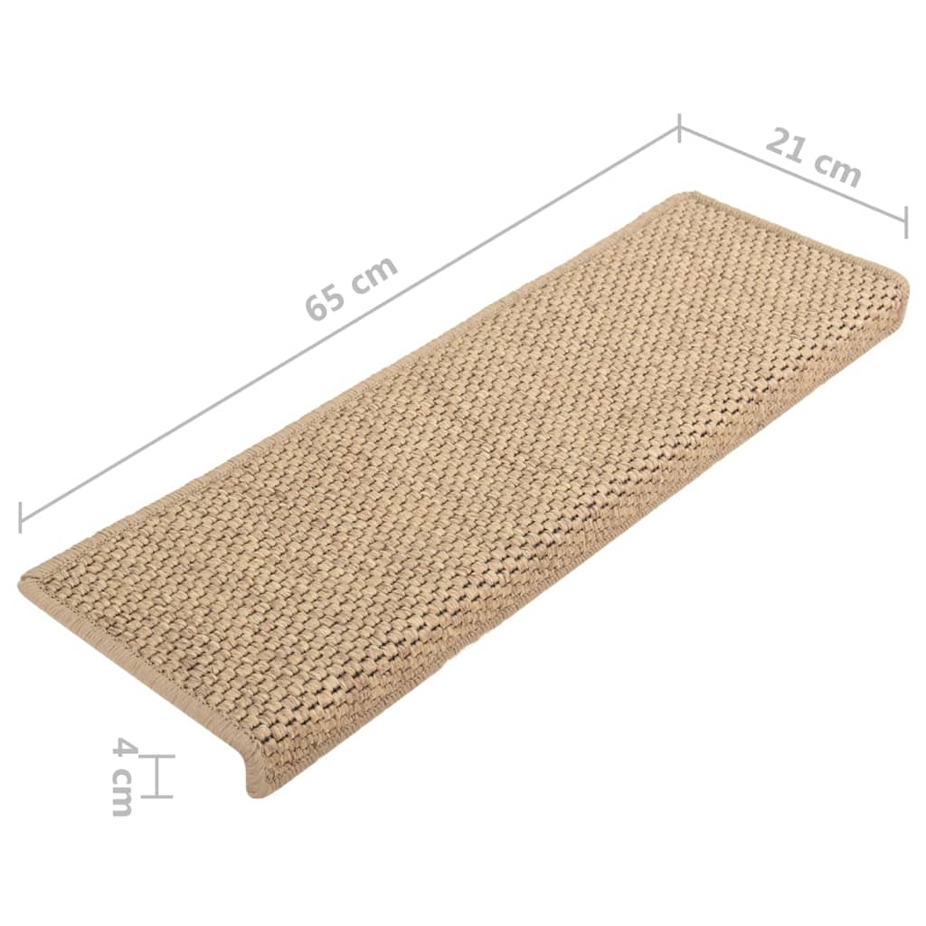 vidaXL Treppenmatten Selbstklebend Sisal-Optik 15 Stk. 65x21x4 cm Sand