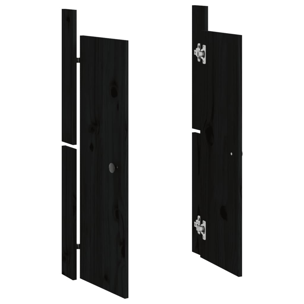 vidaXL Türen für Outdoor-Küche Schwarz 50x9x82 cm Massivholz Kiefer