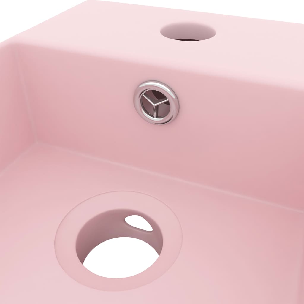 vidaXL Badezimmer-Waschbecken mit Überlauf Keramik Matt Rosa
